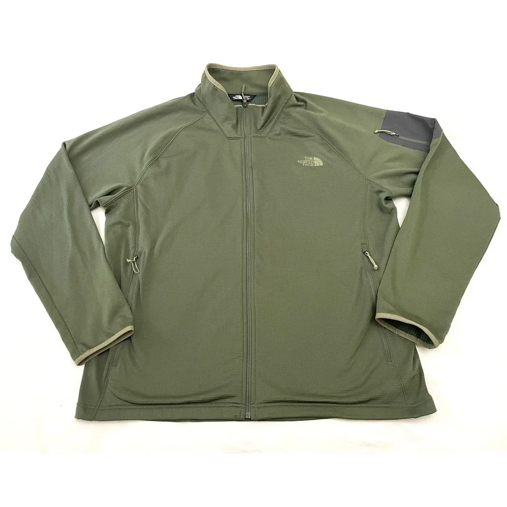 The North Face Borod Full Zip Gridded Fleece Mens XXL Green Water Resistant